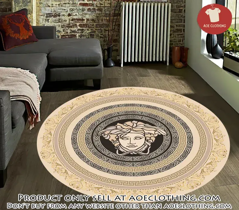 Versace medusa greek round rug carpet luxury brand fashion home decor aoe1511309